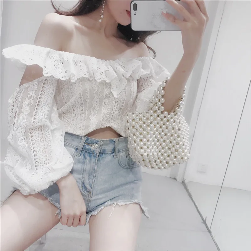WENYIN 2018 Autumn Fashion Streetwear Sexy Slash neck Hollow Out Shoulder Ruffles Lace Blouse Women blusas Shirt Tops WY-506 |