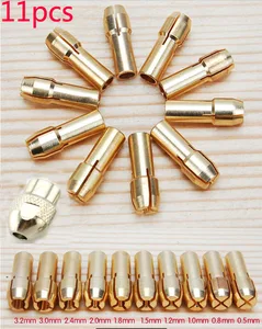 Бесплатная доставка, 11 штук, латунные цанговые мини-патроны Dremel, включая 0,50,81,01,21,51,82,02,43,0 мм