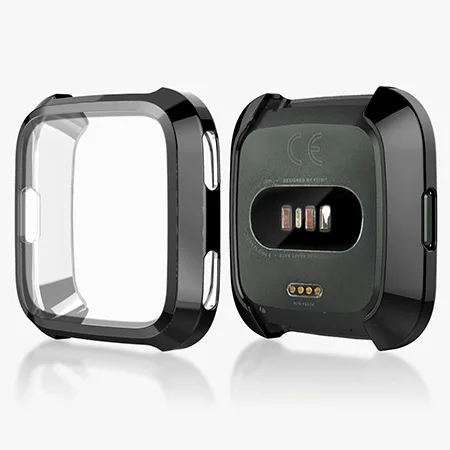 Мягкий чехол TPU Защитный силиконовый чехол Крышка Для Fitbit Versa/versa lite/versa 2 Смарт-часы Полный Экран протектор - Цвет: black