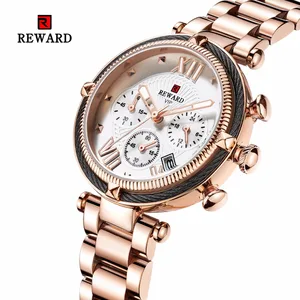 2022 Reloj Mujer REWARD Women's Watches Luxury Brand Sport Watch Women Chronograph Auto Date Ladies 