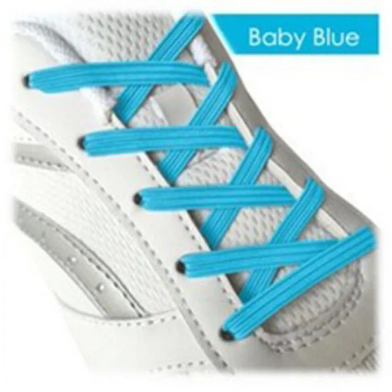 04 Baby Blue Новинка 1 пара ленивые эластичные плоские шнурки без галстука креативные шнурки пряжки для взрослых и детей спортивные красочные кроссовки шнур - Цвет: 04 Baby Blue