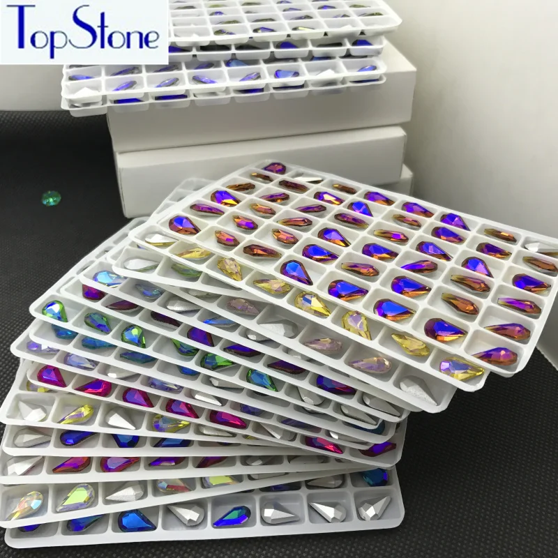 Цветная слезы цвета фуксии с заостренным задним горным хрусталем 6x10 8x13 10x14 13x18 18x25