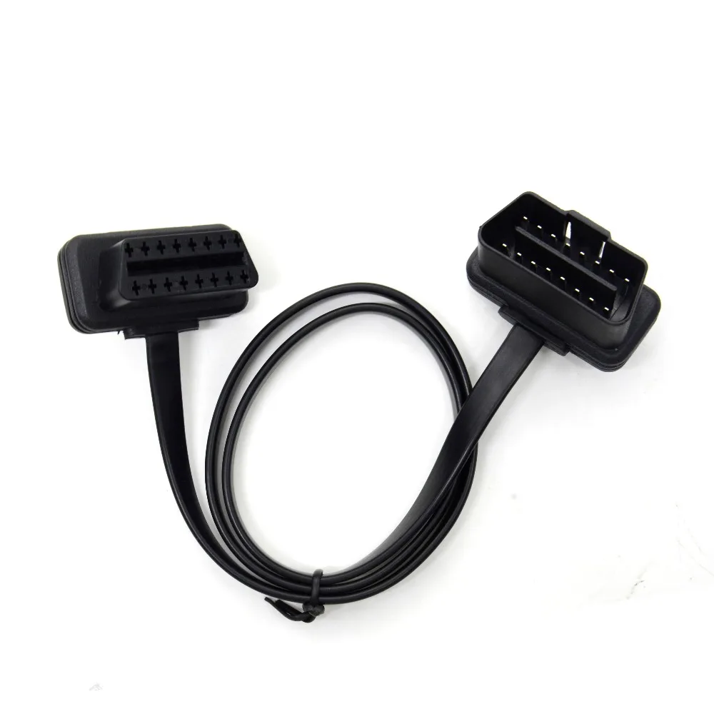 100 см 60 см плоский+ тонкий как лапша OBDII OBD 2 OBD2 16 Pin ELM327 Мужской Двойной Женский Y сплиттер локоть удлинитель соединительный кабель