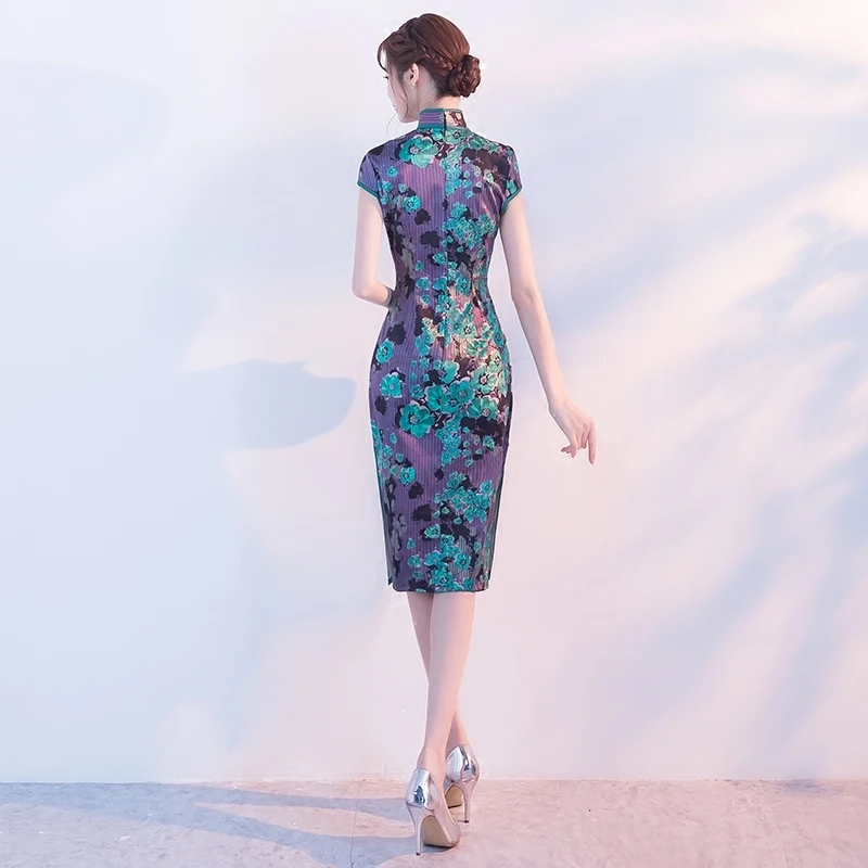 2018 новое летнее модное короткое платье Чонсам в стиле ретро китайском