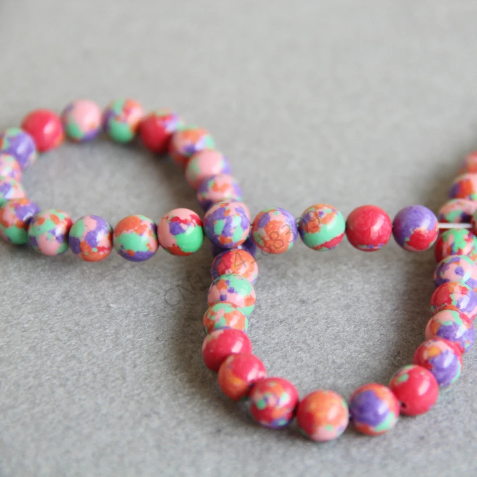 

Hot Sale Loose Stone Jewelry 8mm Chromatic beads Semi-precious Painting Stone DIY Round DIY Beads 15inch Jewelry Making Gifts