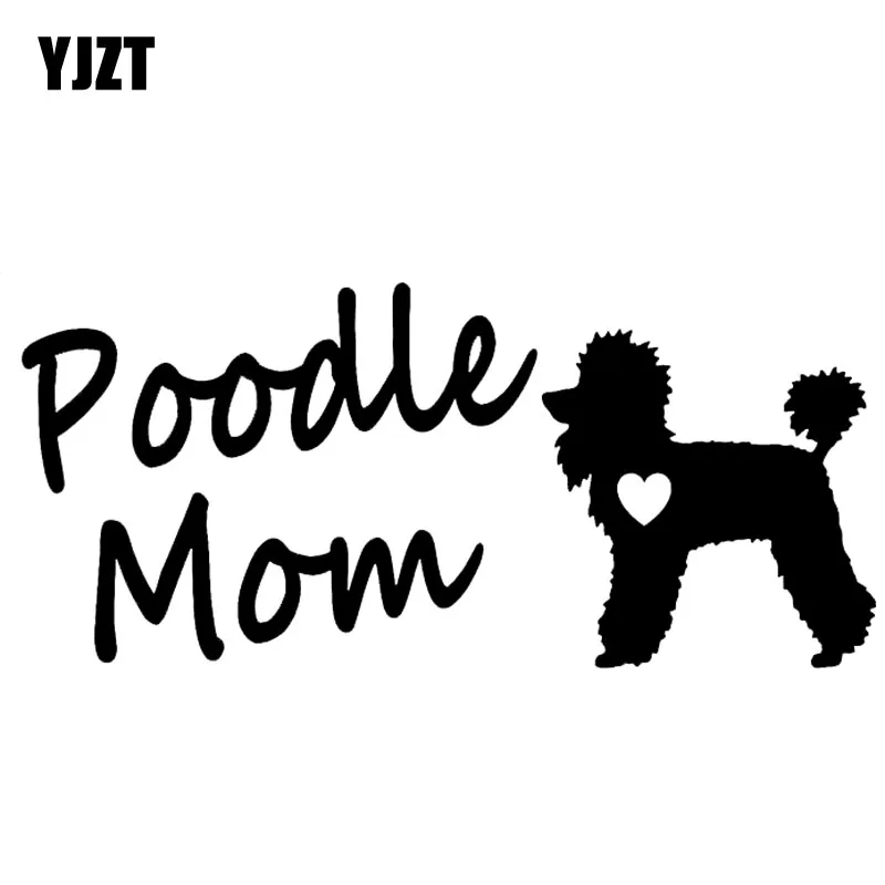 YJZT 16 см * 7,2 см милая и милая фотонаклейка с рисунком пуделя, собаки, черная/Серебряная Фотография