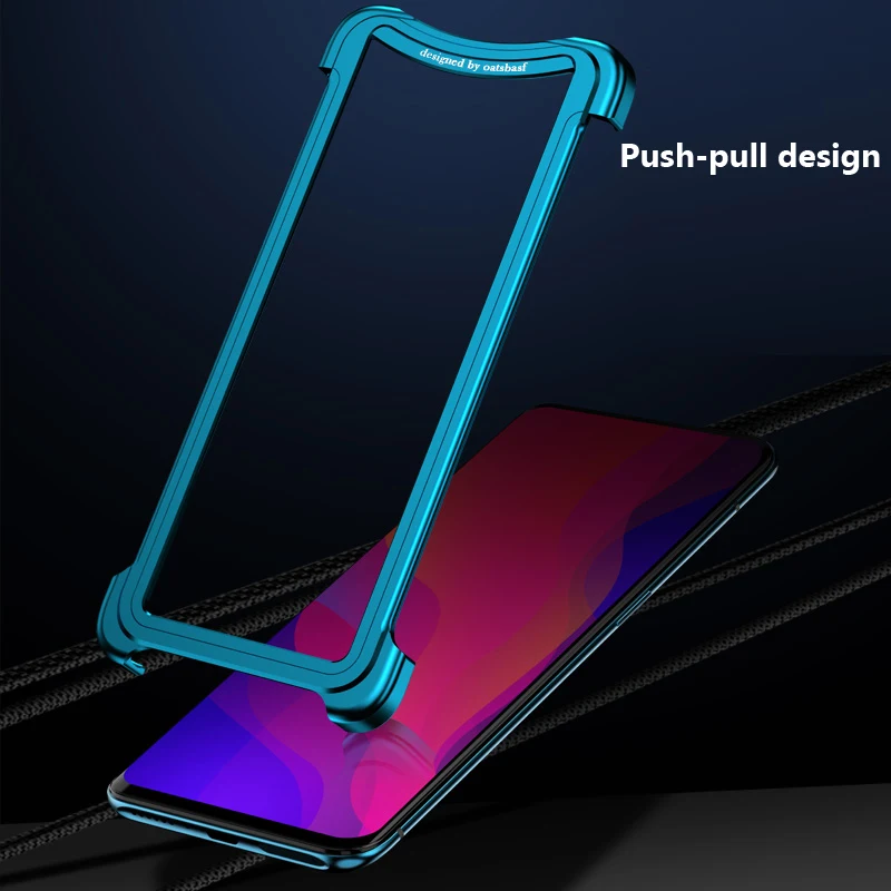 OATSBASF Роскошный металлический каркас форма противоударный чехол для OPPO Find X защитный чехол Push-pull дизайн чехол на заднюю панель телефона бампер