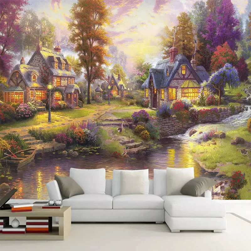

Custom Photo Wallpaper Oil Painting Forest Landscape Mural Living Room Bedroom TV Background Wall Decoration 3D Mural Wall Paper