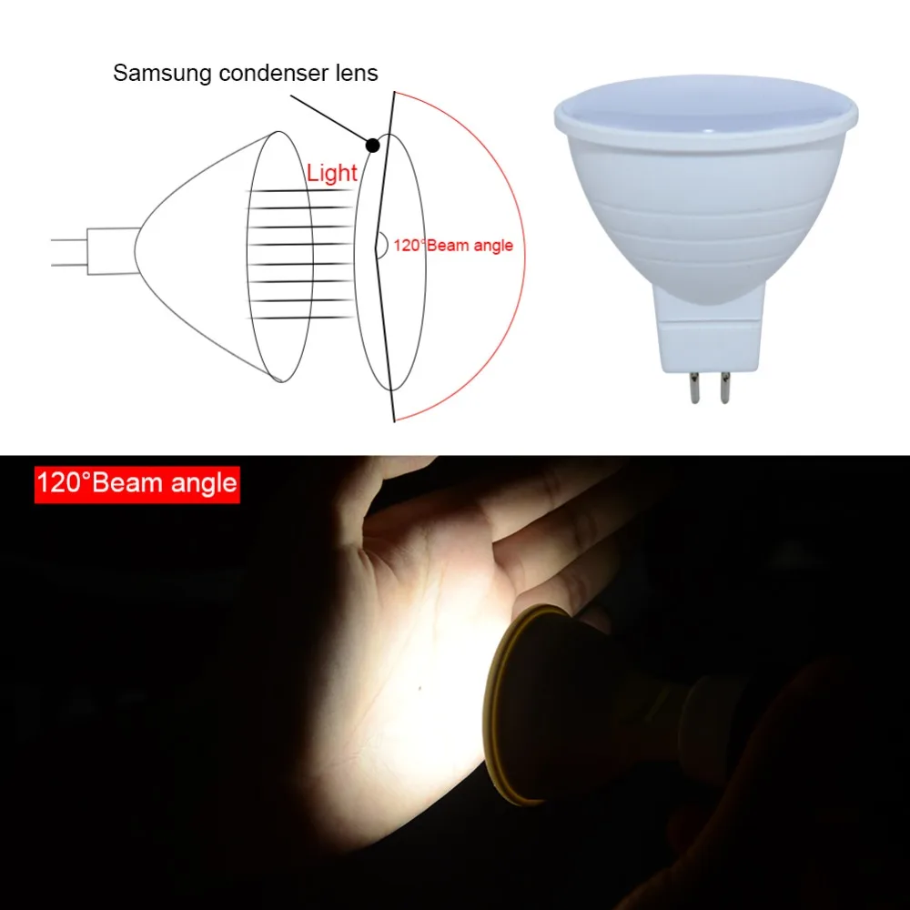 Светодиодсветильник лампочка направленного света GU10 MR16 5 Вт 7 220 В LED COB чип Smart IC 120