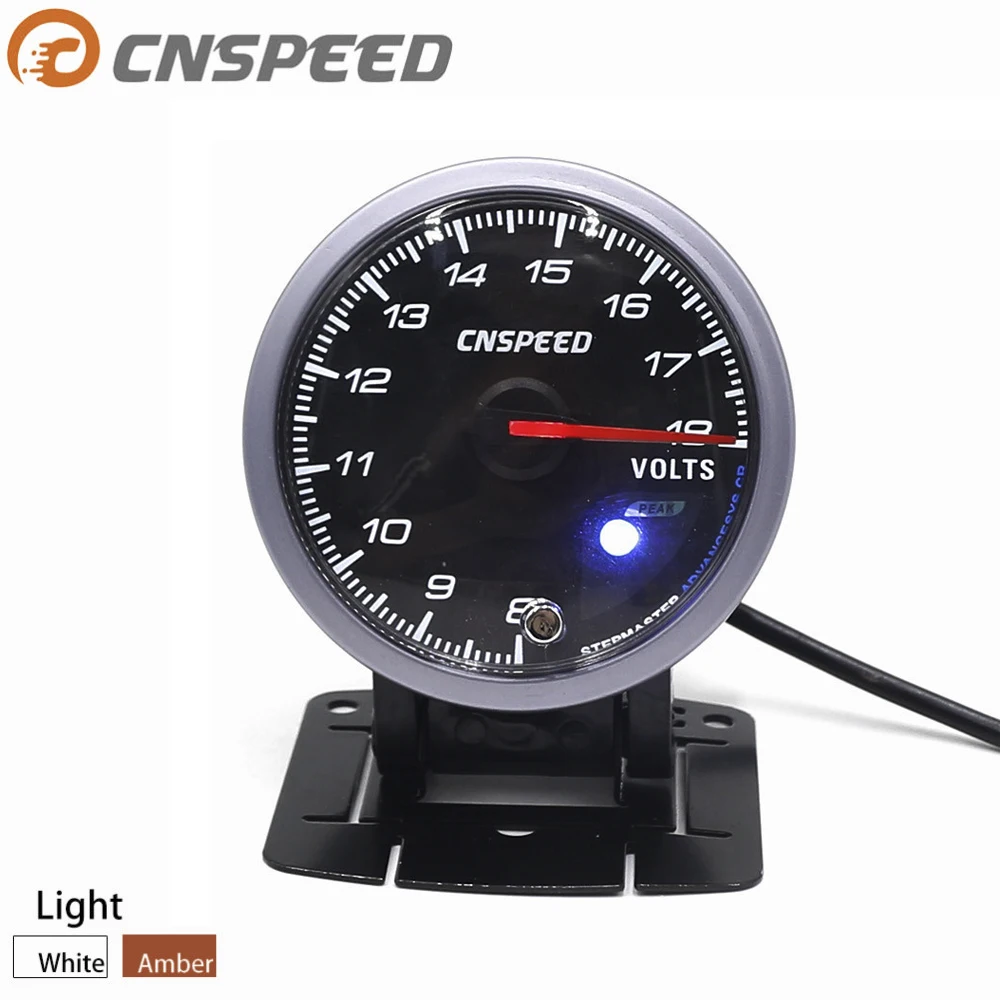 CNSPEED 60 мм Автомобильный вольтметр 8-18 вольт датчик напряжения вольт напряжение черное лицо с белым и янтарным освещением автомобильный измеритель YC101416