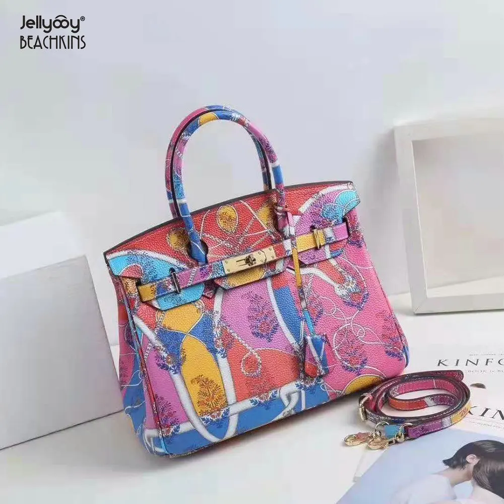 Jellyooy Beachkins Женская замок клапаном из натуральной кожаные сумочки 30 см Полный