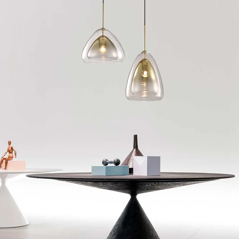 Fashion Modern simple Nordic Double-deck Glass Model Pendant lights Led E27 bulb Living room Dining Bedroom Deco Droplights | Лампы и