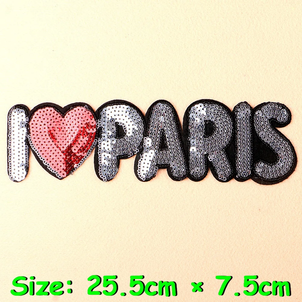 1 шт. фирменные нашивки с блестками блестящая наклейка надписью I Love Paris