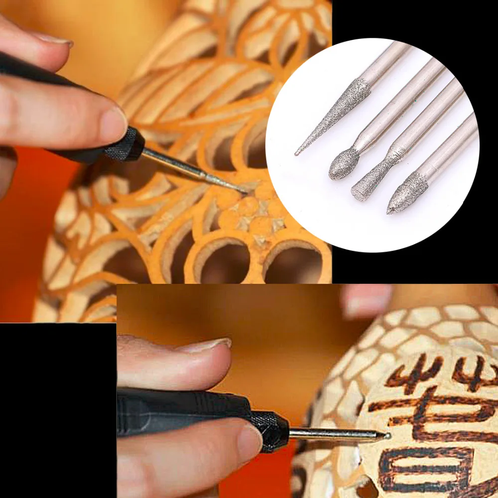 

2.35/3.0mm Diamond Burs Rotary Wood Stone Drilling Tools For Power Tool Dremel Drill Bit Dental Polishing Burs