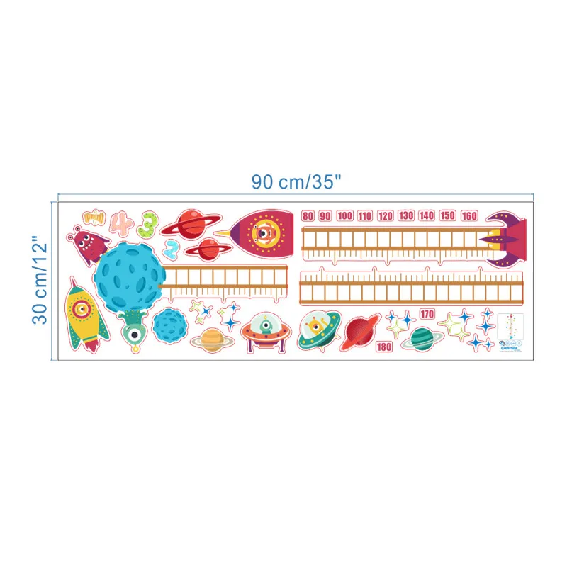 Измерительная линейка роста % летающей ракеты настенные наклейки для детской