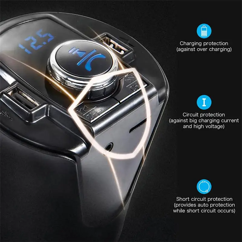 Автомобильный Bluetooth fm-передатчик музыкальный плеер держатель чашки Hands Free вызов Поддержка U диск TF карта двойной USB порт зарядное устройство адаптер