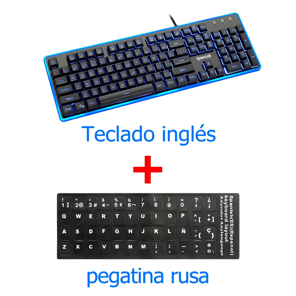 K509 ES Redragon K509 USB игровая Мембранная Клавиатура эргономичный 7 цветов светодиодный с подсветкой клавиши полный ключ анти-ореолы 104 проводной ПК компьютер геймер - Цвет: K509 ES