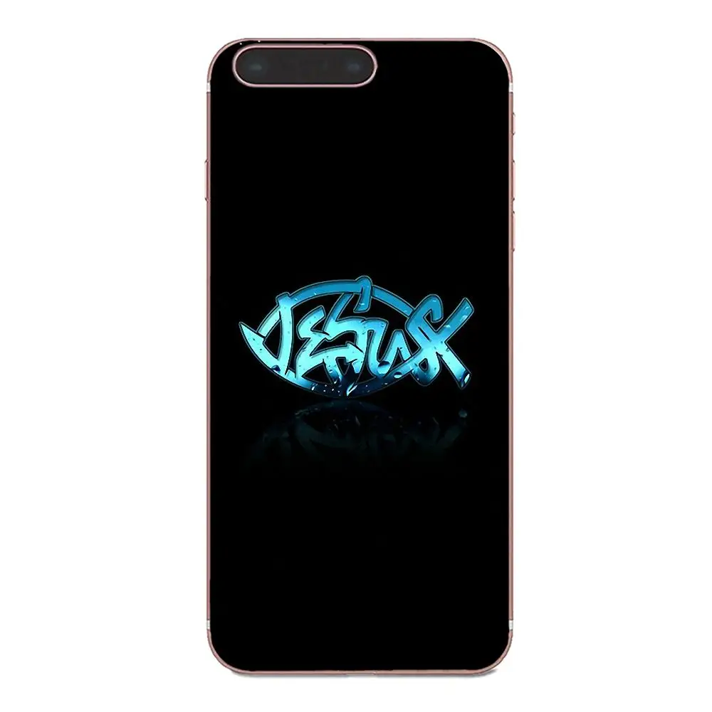Мягкий чехол с логотипом Jesus Christian Fish для Apple iPhone 4 4S 5 5C 5S SE 6 6S 7 8 Plus X XS Max
