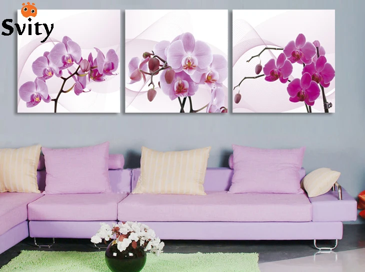 3 панельное настенное художественное изображение орхидеи моли картина маслом на
