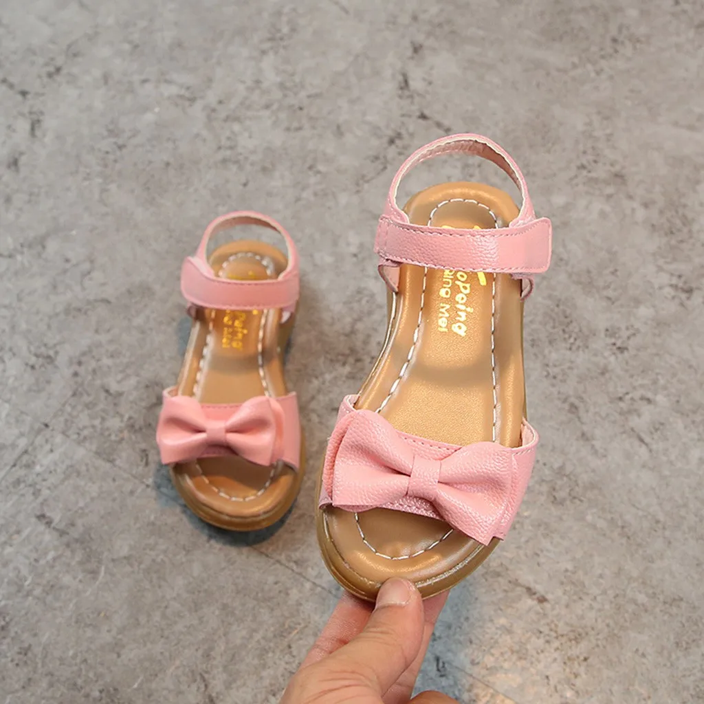 Newest kids sandals Summer Kids Shoes Children Magic Hook Beach Sandals Fashion Bowknot Girls Flat Pricness Shoes Dropshipping