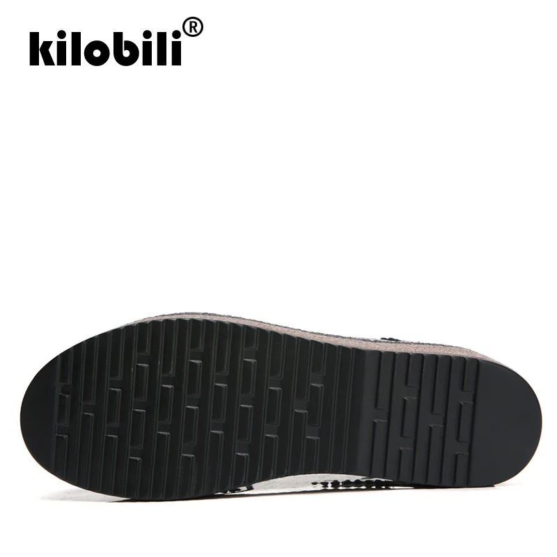 Kilobili 2019 Весна Для женщин туфли-оксфорды на платформе Броги шнуровке из