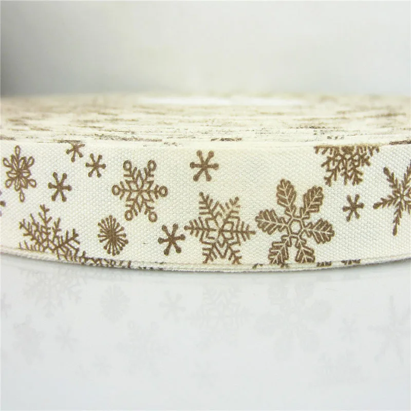 10 Yards 15mm cotton ribbon printed snowflake christmas ribbons tape for sewing fabric packing Party DIY Decorations 5/8&quot | Дом и сад