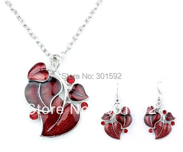 Высокое качество ожерелья покрытые эмалью лист цепи колье и серьги набор