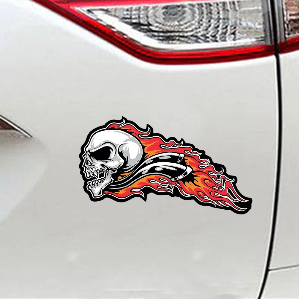 Наклейка с черепом и пламенем для мотоцикла Виниловая наклейка автомобиля