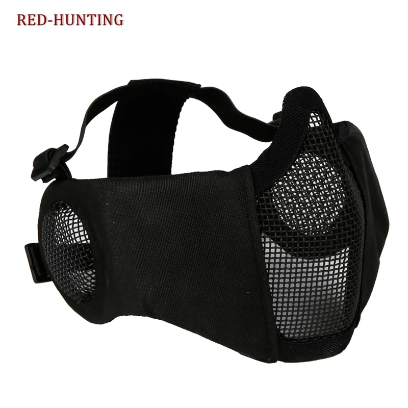 Tactical Foldable Mesh Mask With Ear Protection for Airsoft Paintball with Adjustable Elastic Belt Strap Accessories | Спорт и