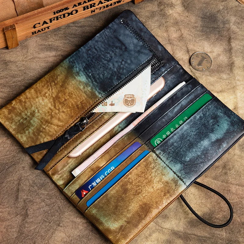 Кошелек ручной работы из натуральной кожи женские повседневные клатчи Длинный