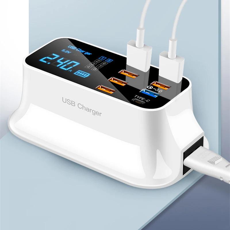 Зарядное устройство USB Type-C со светодиодным дисплеем и поддержкой быстрой зарядки