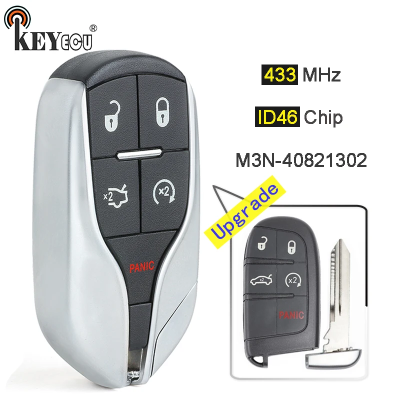 KEYECU 433 МГц ID46 чип M3N 40821302 Модернизированный 4 + 1 5 кнопки дистанционный смарт ключ
