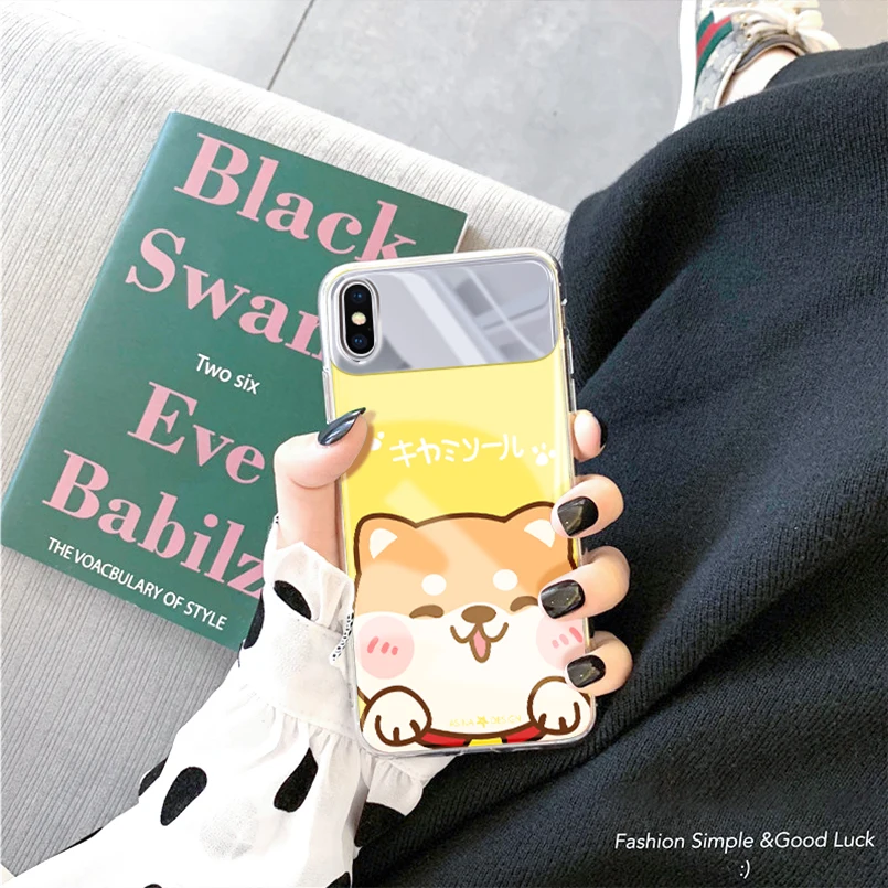 Милое мультяшное Зеркало чехол для iPhone X XS MAX XR 7 8 силиконовый мягкий Plus бампер Funda