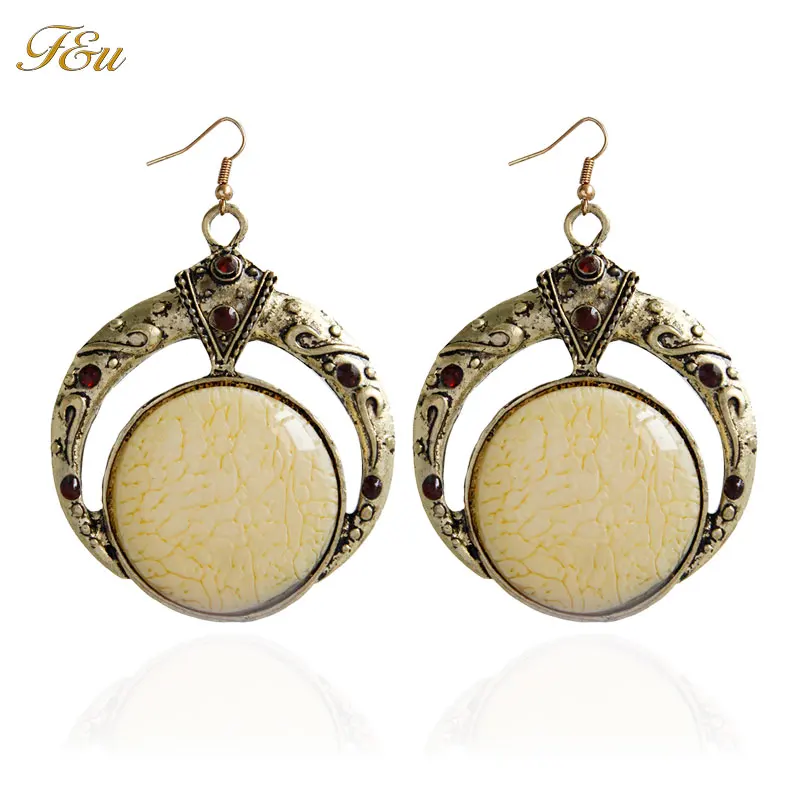 F & U богемные серьги винтажные античные золотистого цвета висячие малахитовые