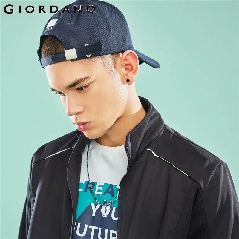 Мужская куртка с воротником стойкой Giordano теплая флисовой подкладкой контрастный