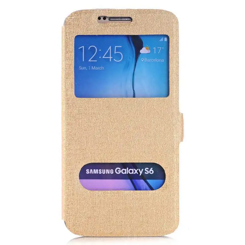For Galaxy S6 Cases Luxury PU Leather Flip Case Samsung G9200 View Window Full Protective Back Cover |