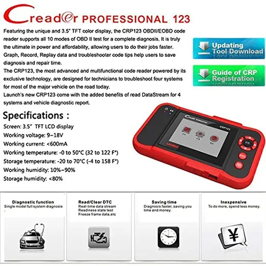 Автосчитыватель кодов Launch Creader CRP123 Full obd2 автомобильный диагностический