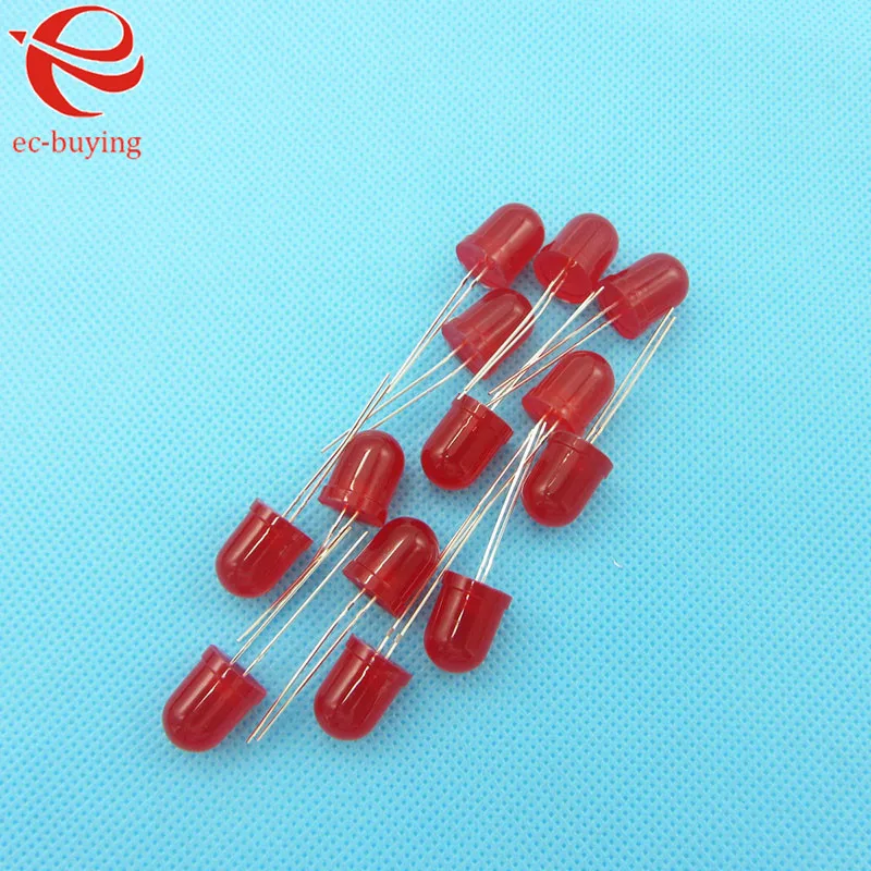 10 мм светодиодный красный диффузор круглые светоизлучающие диоды лампа Bead DIP Plug in