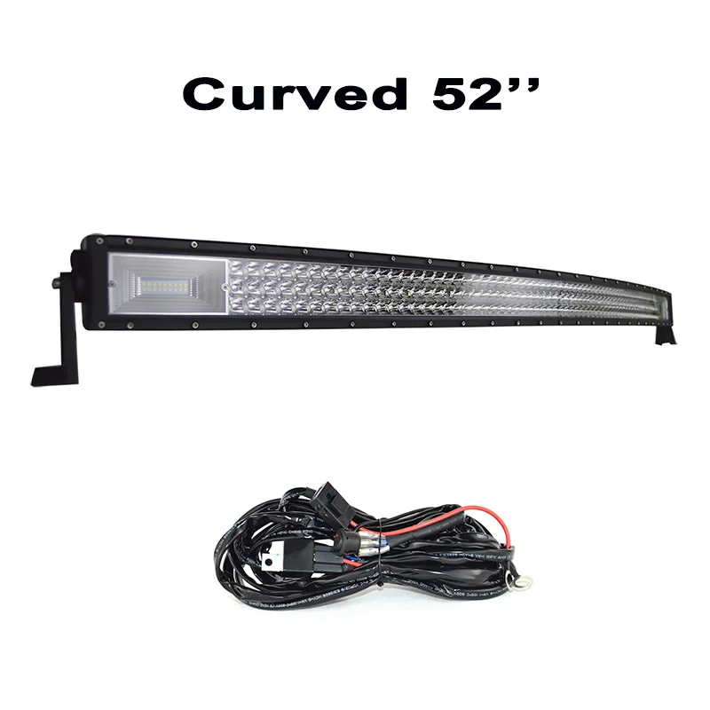 52inch with wire kit 3-РЯД 2" 32" 4" 52" изогнутый СВЕТОДИОДНЫЙ светильник бар Offroad светодиодный бар комбинированный луч светодиодный рабочий светильник бар 12v 24v для 4x4 4WD внедорожник автомобили ATV - Цвет: 52inch with wire kit