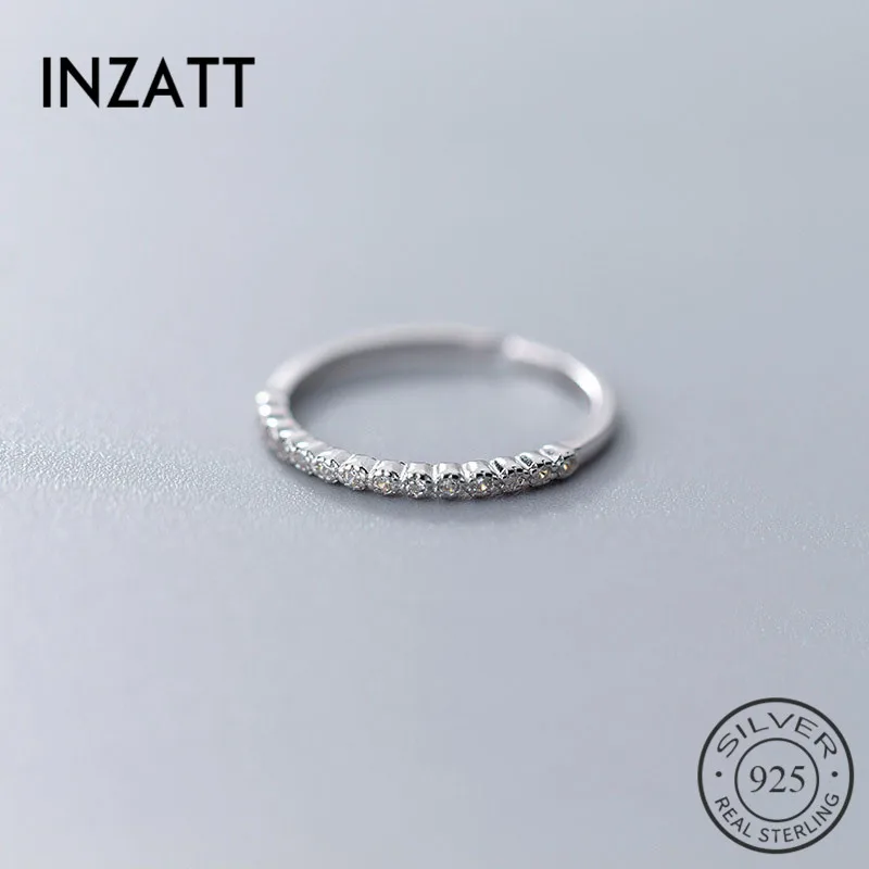 INZATT Настоящее стерлингового серебра 925% минималистский Циркон открытие кольцо