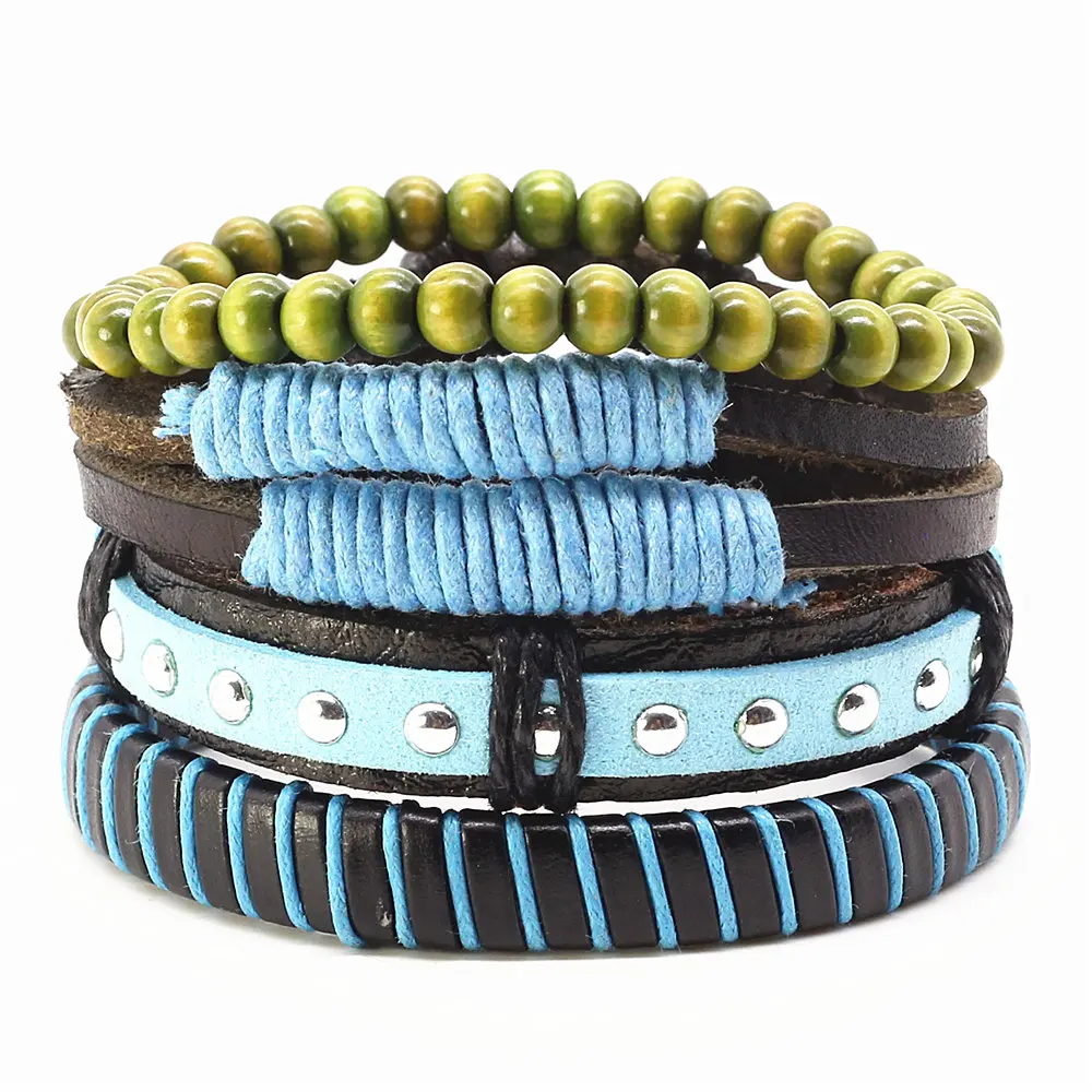 Новые Модные Винтажные кожаные веревки ручной работы из бисера тканые мужские