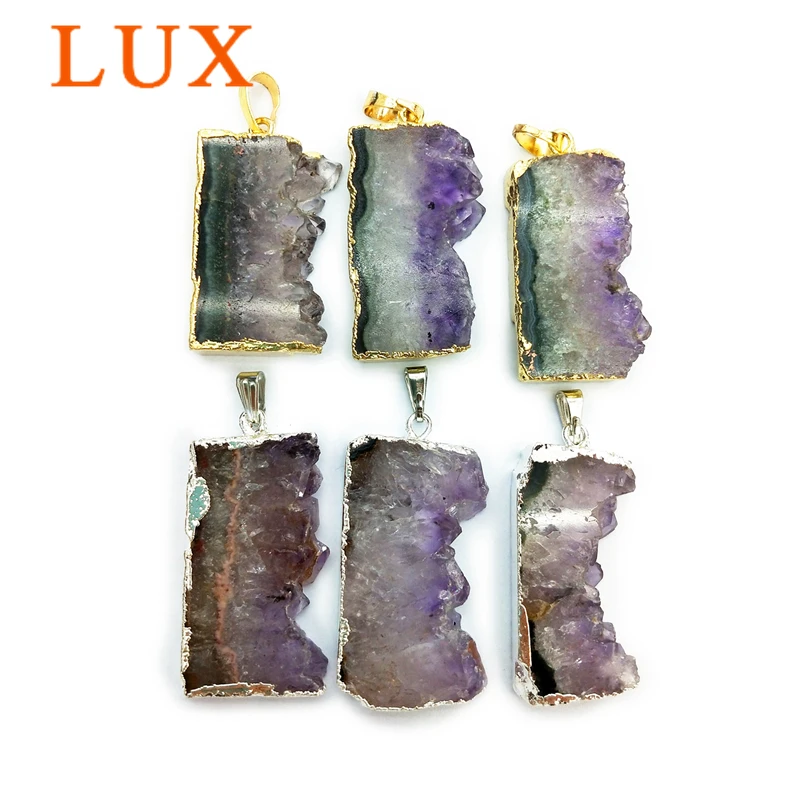 Подвеска LUXjewelry из натурального аметиста друза кулон с Гальваническим Золотом и