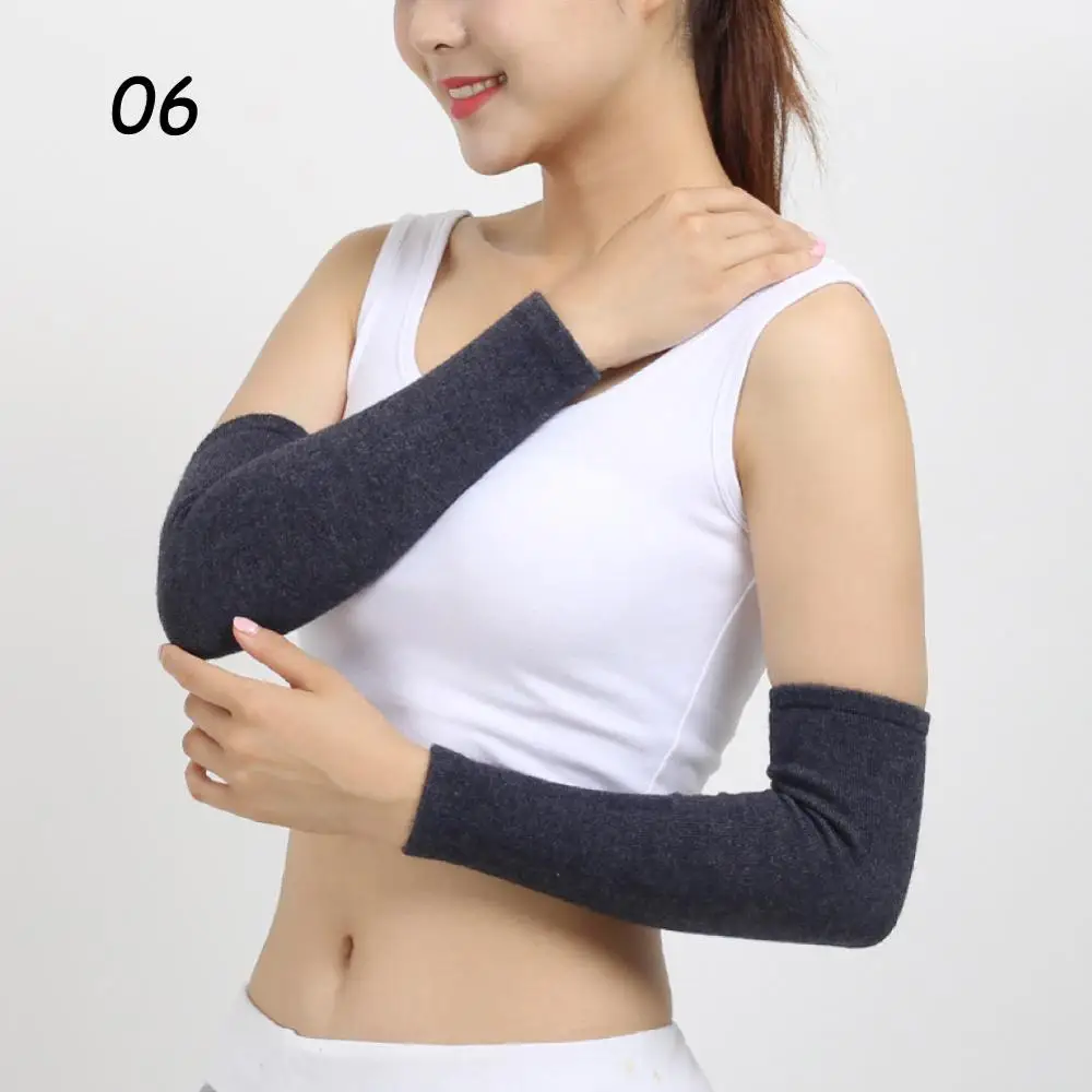 06 Dark Gray Sparsil, мужские и женские кашемировые вязаные перчатки, налокотники, теплые Рукава, ветрозащитные, Холодостойкие, Осень-зима, одноцветные, Длинные плотные перчатки - Цвет: 06 Dark Gray