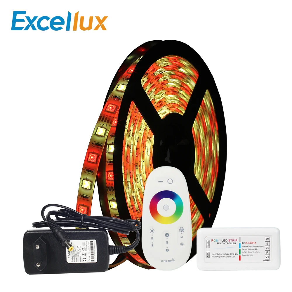 RGBWW LED Strip 1set SMD5050 Light 5M 300LEDs IP20/IP65 Waterproof with DC12V 3A EU/US Adapter+2.4G RF wireless controll | Лампы и