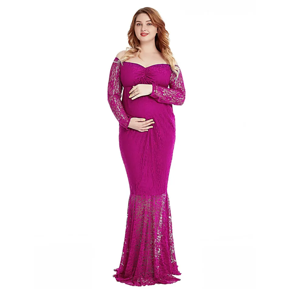 VOGUEON женское длинное платье для беременных с открытыми плечами фотографии