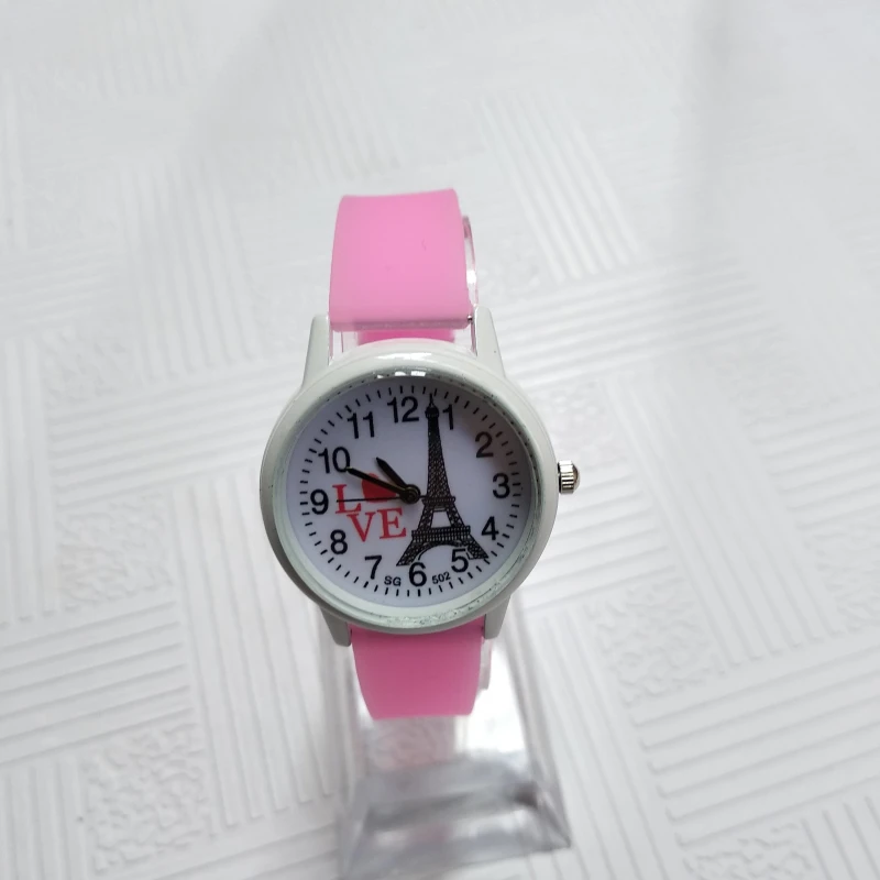 Низкая цена хорошее качество женские часы Парижская башня детские в форме сердца