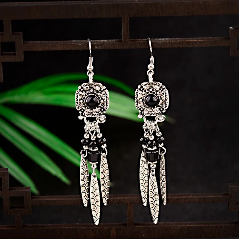 Женские винтажные серьги подвески Jhumka этнические Длинные бусы с кисточкой из