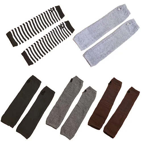 Популярные Новые модные женские вязаные длинные перчатки без пальцев теплые