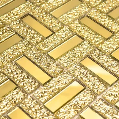 1 коробка 11 шт. Хрустальная стеклянная мозаика ледяной Средиземноморский стиль для фоновой стены, хрустальный стеклянный мозаичный лист мозаичная плитка - Цвет: Gold color 1