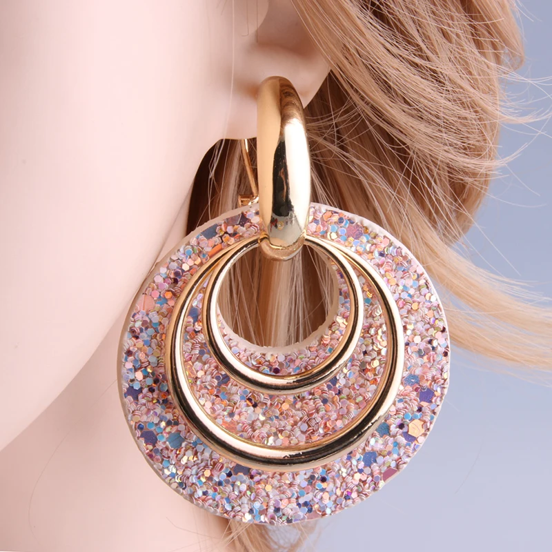 Серьги NeeFu WoFu для женщин Крупные круглые висячие серьги из цинкового сплава со